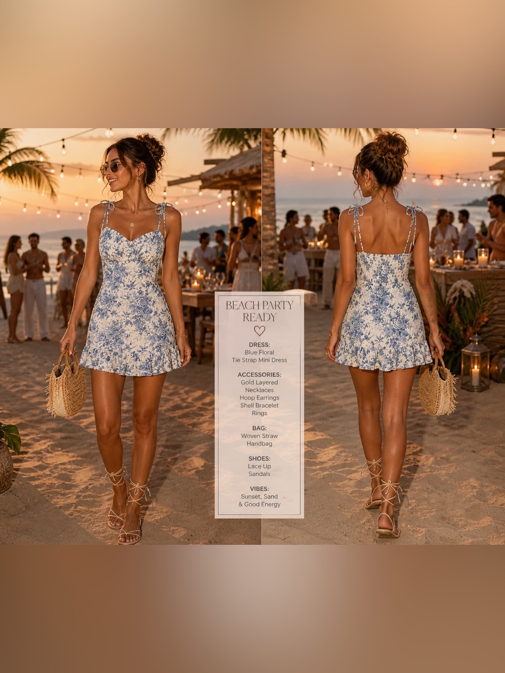 Blue Toile Mini Dress Cottagecore French Summer Coastal Chich Strap Ruffle Hem L